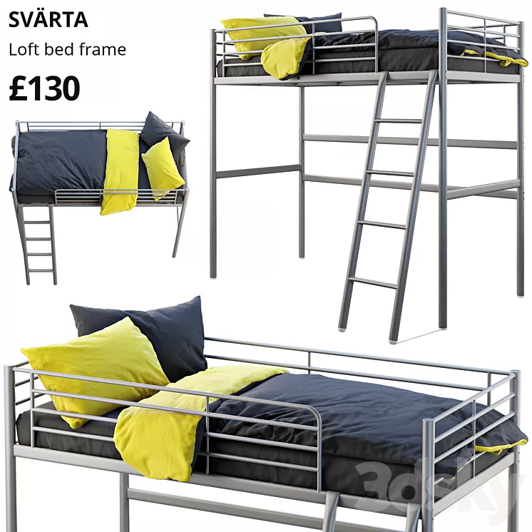 Ikea svarta loft bed 3D Model