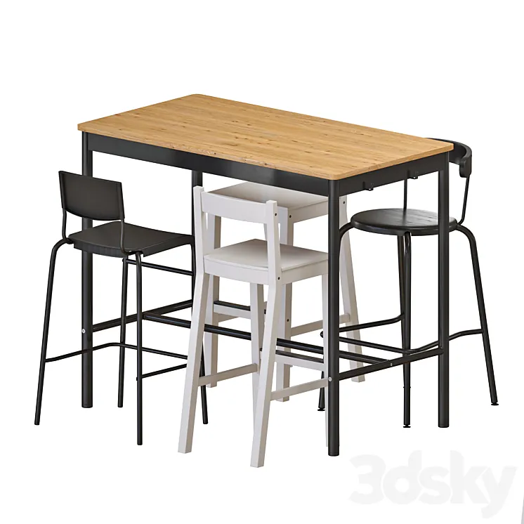 IKEA TOMMARYD Table and Stools 3D Model Free Download