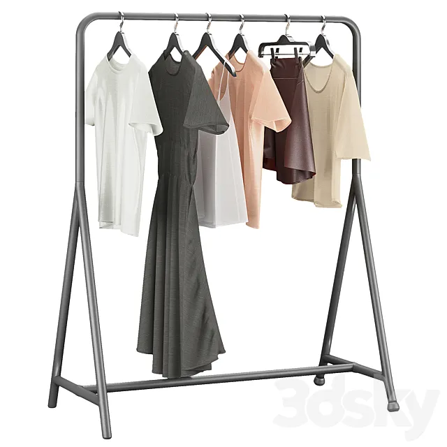 IKEA Turbo Clothes Rack with Clothes Set 3D Model
