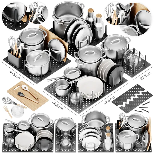 Ikea Uppdatera Pegboard Drawer Organizer Set 365+ 3D Model