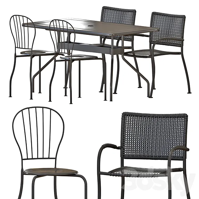 IKEA VIHOLMEN Table And Chairs 3D Model