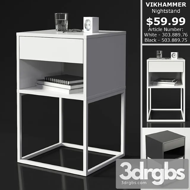 Ikea vikhammer nightstand 2 3D Model Free