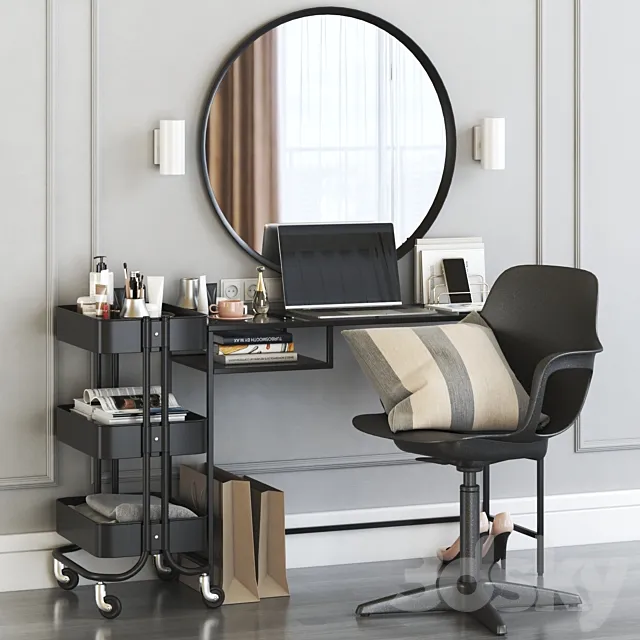 IKEA VITTSJO dressing table with ODGER chair and RASKOG cart Free Download