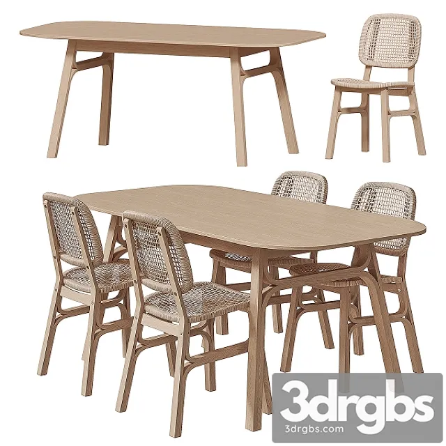 IKEA VOXLOV Dining Table and Chair 3D Model Free