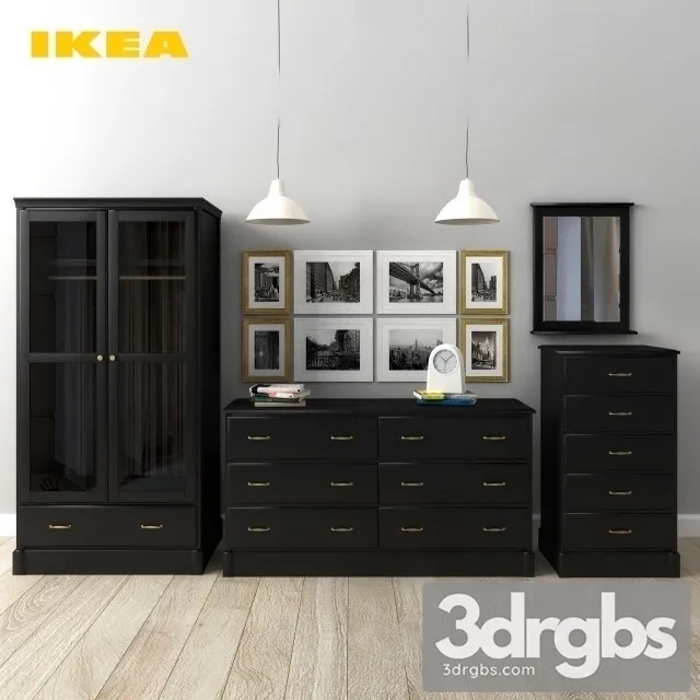 Ikea Wooden Black Chest 3D Model Free
