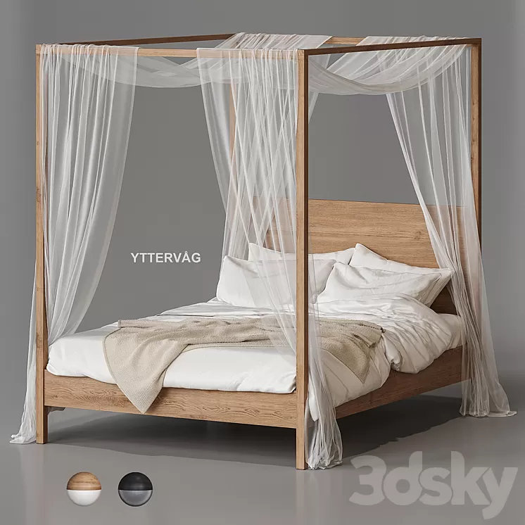 Ikea Yttervåg Four-Poster Bed 3D Model Free