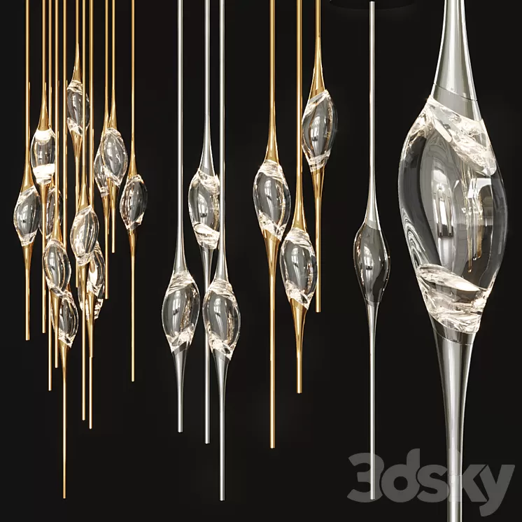Il Pezzo 12 Cluster Chandelier 3D Model