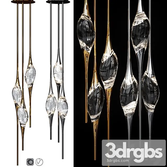Il pezzo 12 round chandelier nickel and gold 3D Model Free