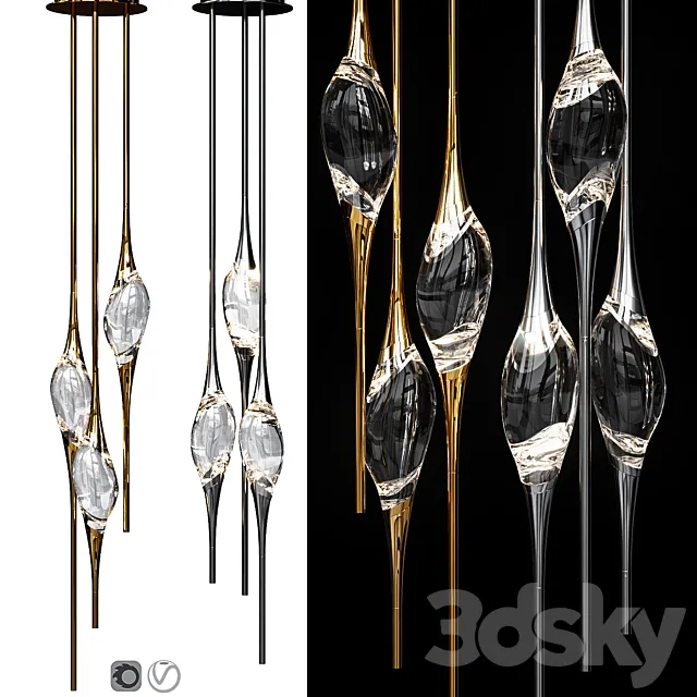 IL PEZZO 12 ROUND CHANDELIER Nickel and Gold 3DModel