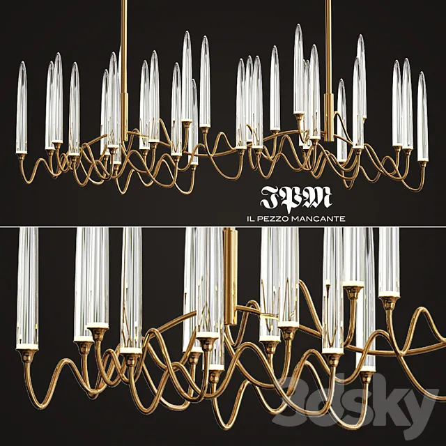 Il Pezzo 3 Long Chandelier 3DModel