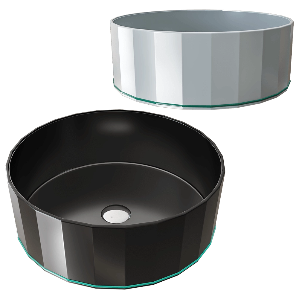 Illumstone - Washbasin Polygon black glossy 3D Model