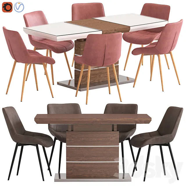 IMODERN Arioso Table and Amalia Chair 3D Model