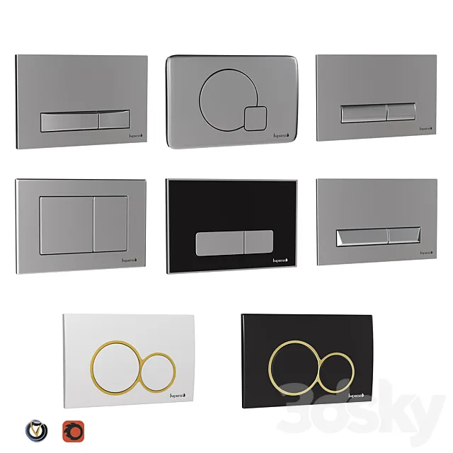 IMPRESE flush buttons for installation (8 pcs.) 3D Model