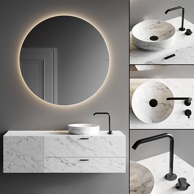 Inbani Grate 02 Vanity Unit Set 5 3D Model