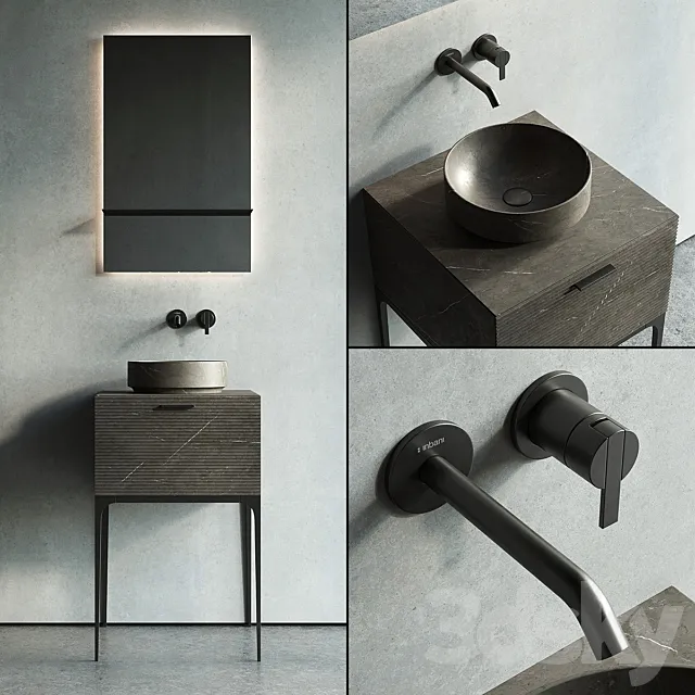 Inbani Grate 04 Vanity Unit Set 1 3D Model