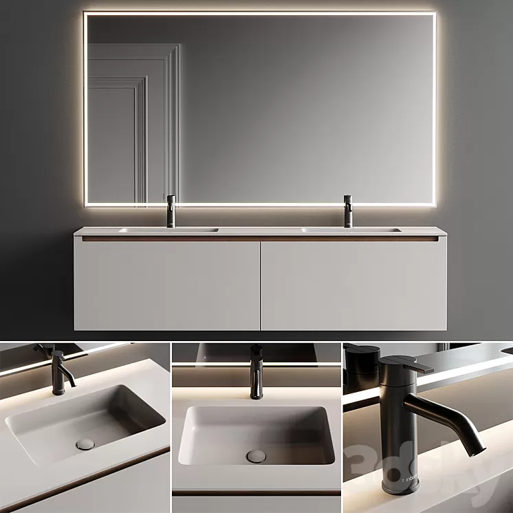 Inbani Strato H Vanity Unit Set 1 3D Model
