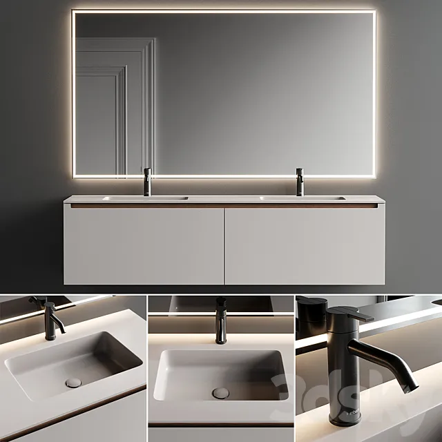 Inbani Strato H Vanity Unit Set 1 3DModel