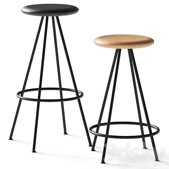 Inclass Sun Wood Bar Stools 3D Model