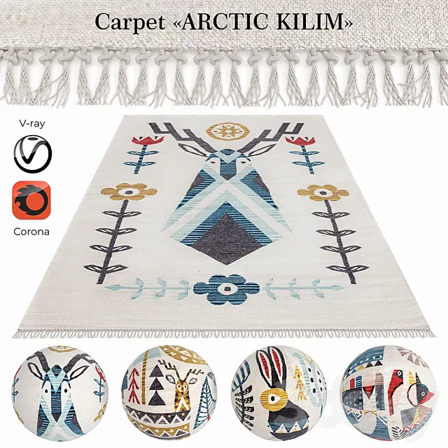 Indian carpet from plant fibers "ARCTIC KILIM" 3DModel