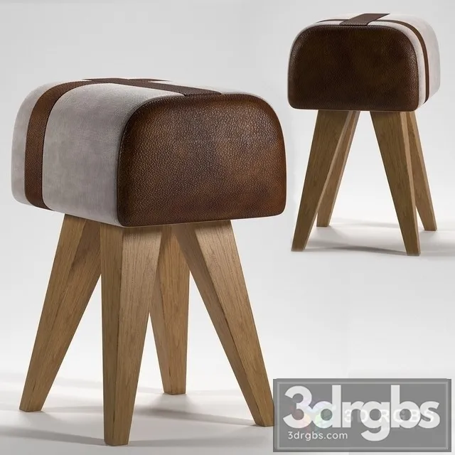 Indian Hub Dark Cowhide Stool 3D Model Free