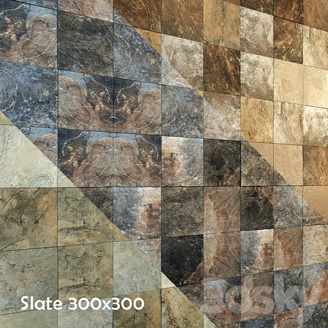 Indian slate in three colors 3D Model