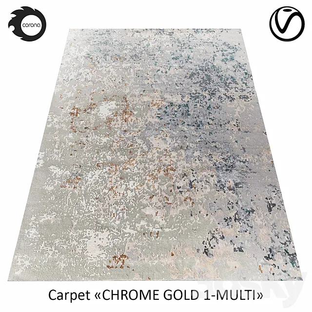 Indian wool rug "CHROME GOLD" 1-MULTI 3D Model