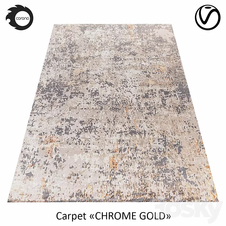 “Indian wool rug “”CHROME GOLD”” ABSTRACT-1-MULTI” 3D Model