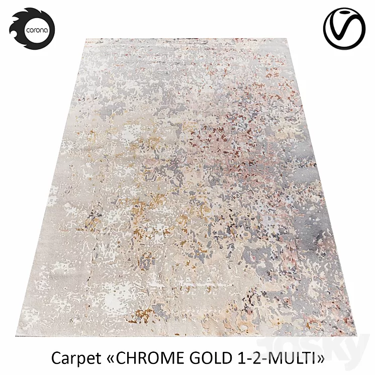 "Indian woolen carpet ""CHROME GOLD"" 1-2-MULTI" 3D Model