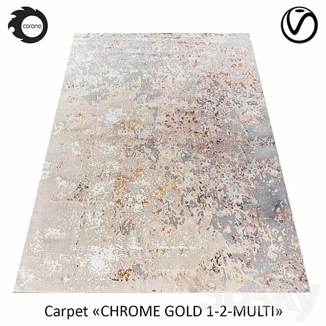 Indian woolen carpet “CHROME GOLD” 1-2-MULTI 3DModel