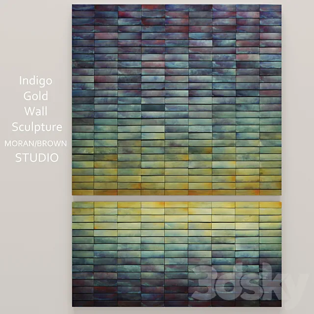 Indigo Gold Wall Sculpture painting abstraction contemporary art 3D Model