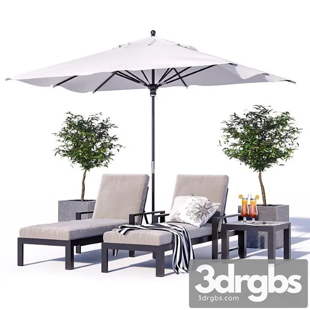 Indio metal outdoor furniture set 1 2 3D Model Free