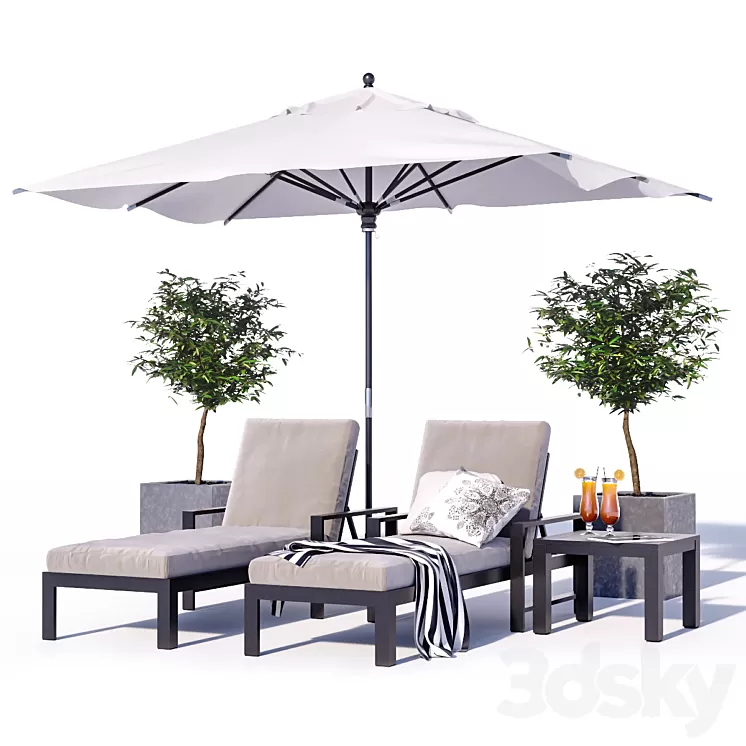 Indio Metal Outdoor Furniture Set 1 3D Model