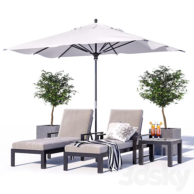 Indio Metal Outdoor Furniture Set 1 3DModel