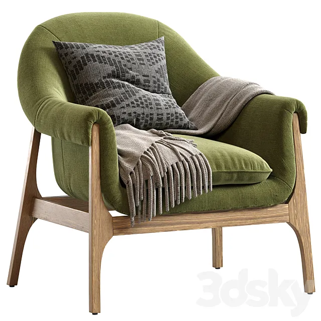 INDIO WOOD ACCENT CHAIR IN HAZE 3D Model