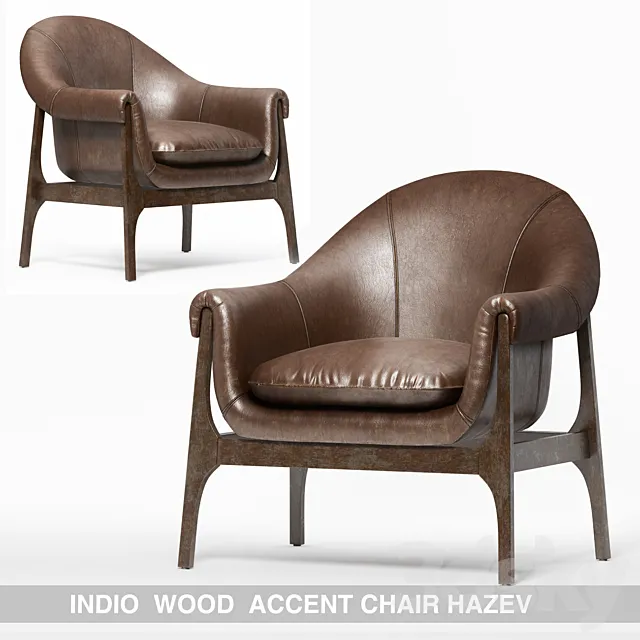 INDIO WOOD ACCENT CHAIR IN HAZE 3D Model