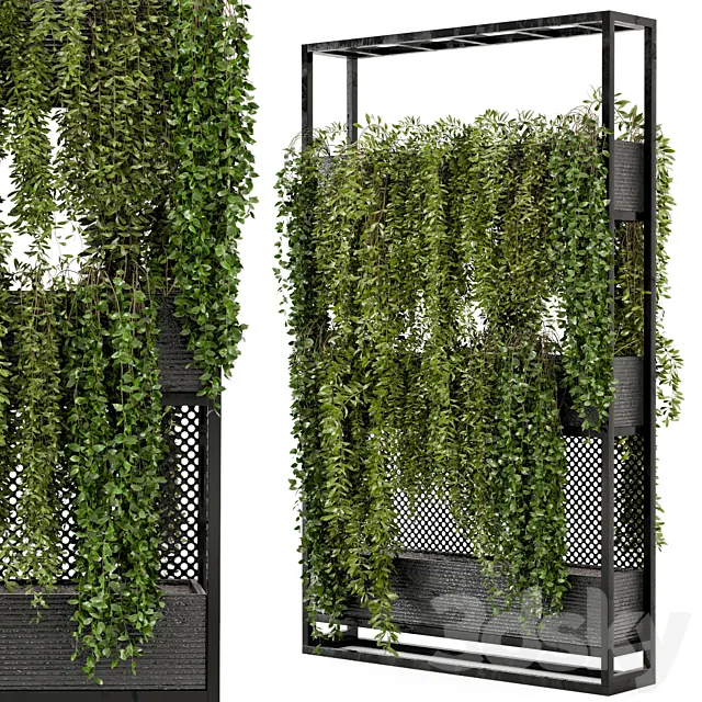 Indoor Hanging Plants in Metal Stand - Set 100 3D Model