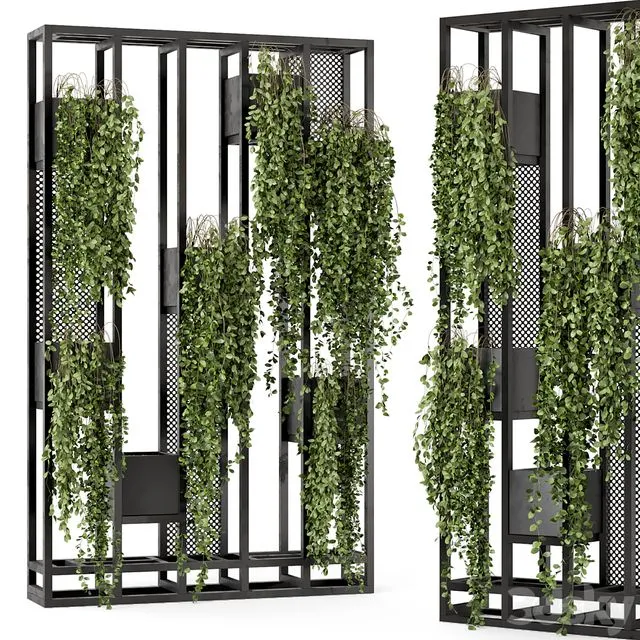 Indoor Hanging Plants in Metal Stand - Set 848 3D Model