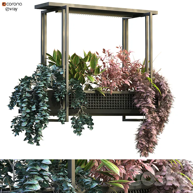 indoor metal plant box set 196 3D Model Free