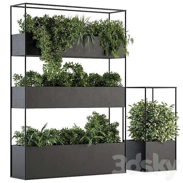Indoor Plant Set 302 - Plant Box Stand 3D Model