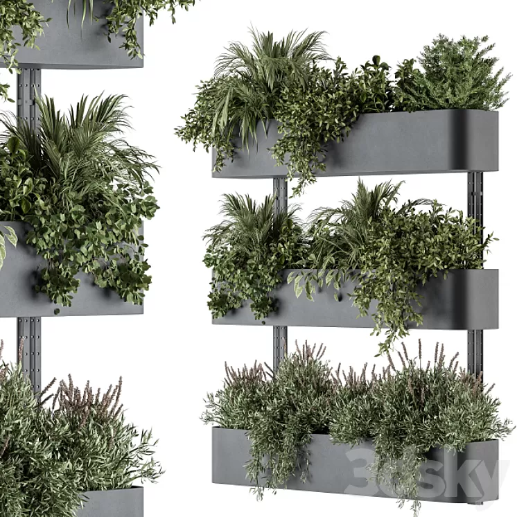 Indoor Plant Set 306 - Box Stand with Hanging Plants 3D Model