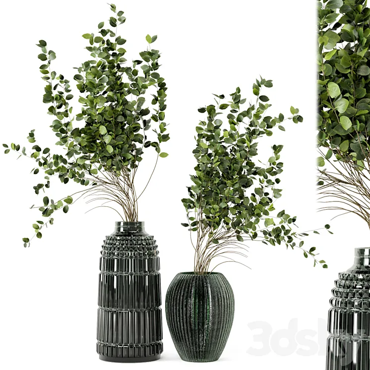 Indoor Plants In Handmade Glass Pot - Set 94 3D Model Free