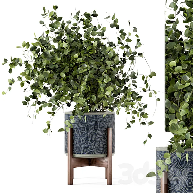 Indoor Plants in rusty Concrete Pot - Set 244 3DModel