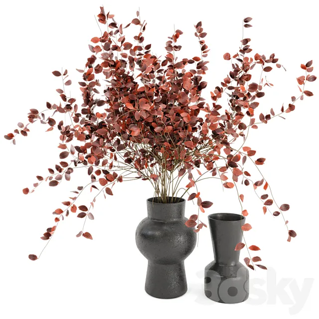 Indoor Plants in rusty Concrete Pots - Set 38 3DModel