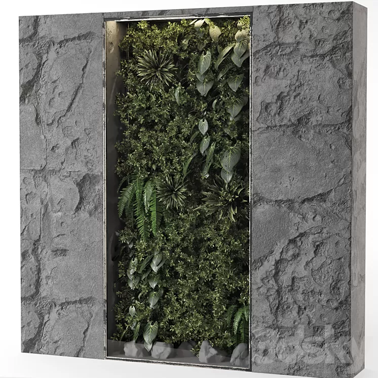 Indoor Wall Vertical Garden Behind the Glass - Set 698 3D Model