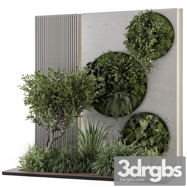 Indoor Wall Vertical Garden in Concrete Base Set 1357 3D Model Free