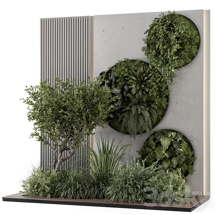 Indoor Wall Vertical Garden in Concrete Base - Set 1357 3D Model Free