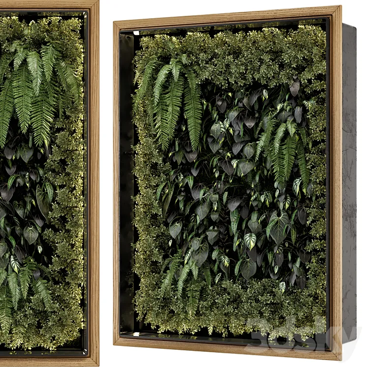 Indoor Wall Vertical Garden in Wooden Base - Set 523 Free Download