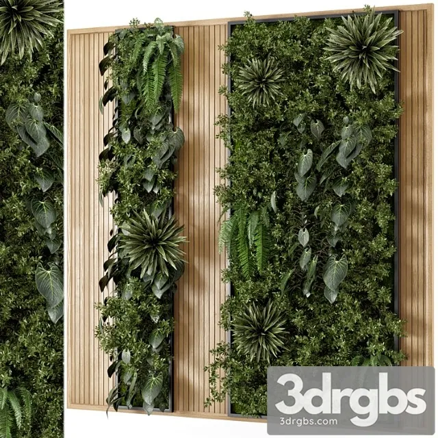 Indoor wall vertical garden in wooden base - set 536