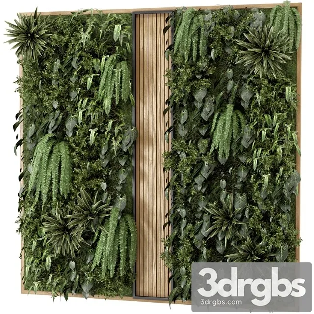 Indoor wall vertical garden in wooden base - set 638
