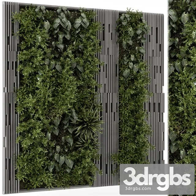 Indoor Wall Vertical Garden In Wooden Base Set 864 3D Model Free